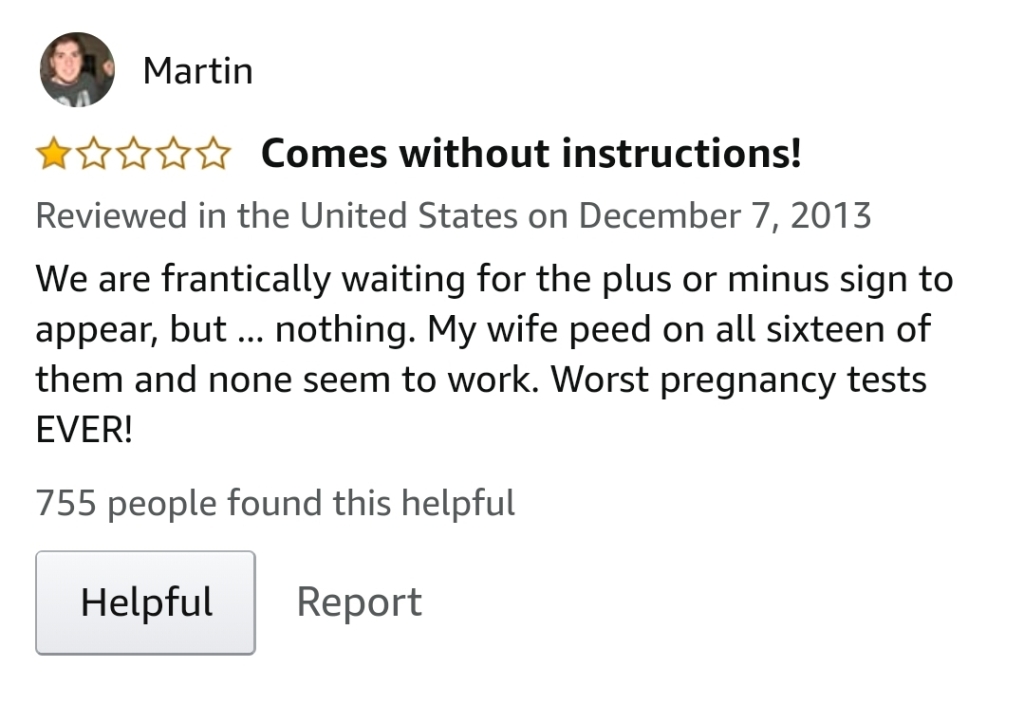 Funny Amazon review titled Comes without Instructions